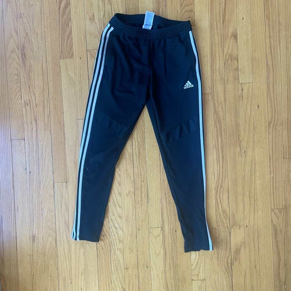 adidas Black Track Pants with White Stripes